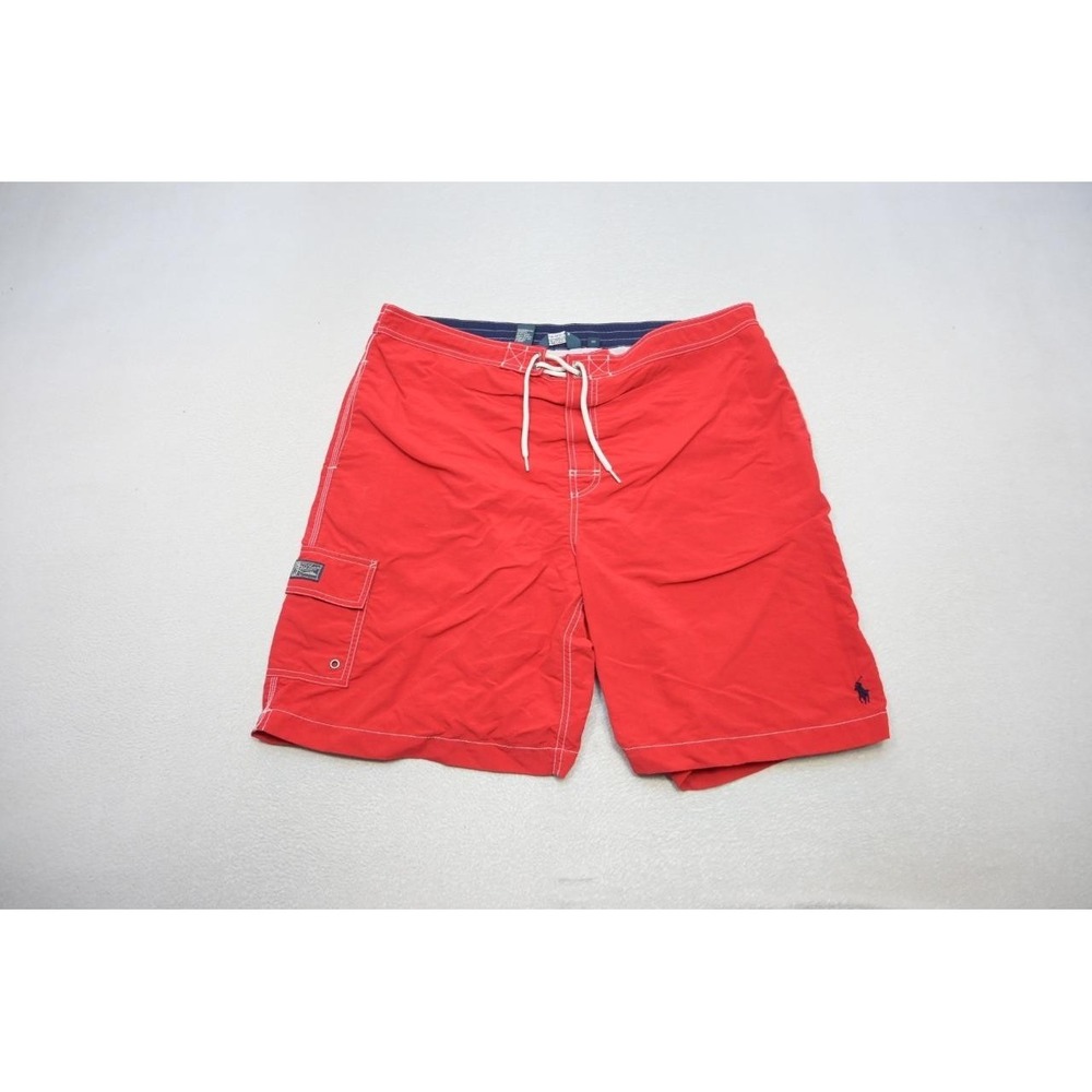 Polo Ralph Lauren Cargo Swim Trunks Red Water Shorts Netted Mens Size 2XL XXL